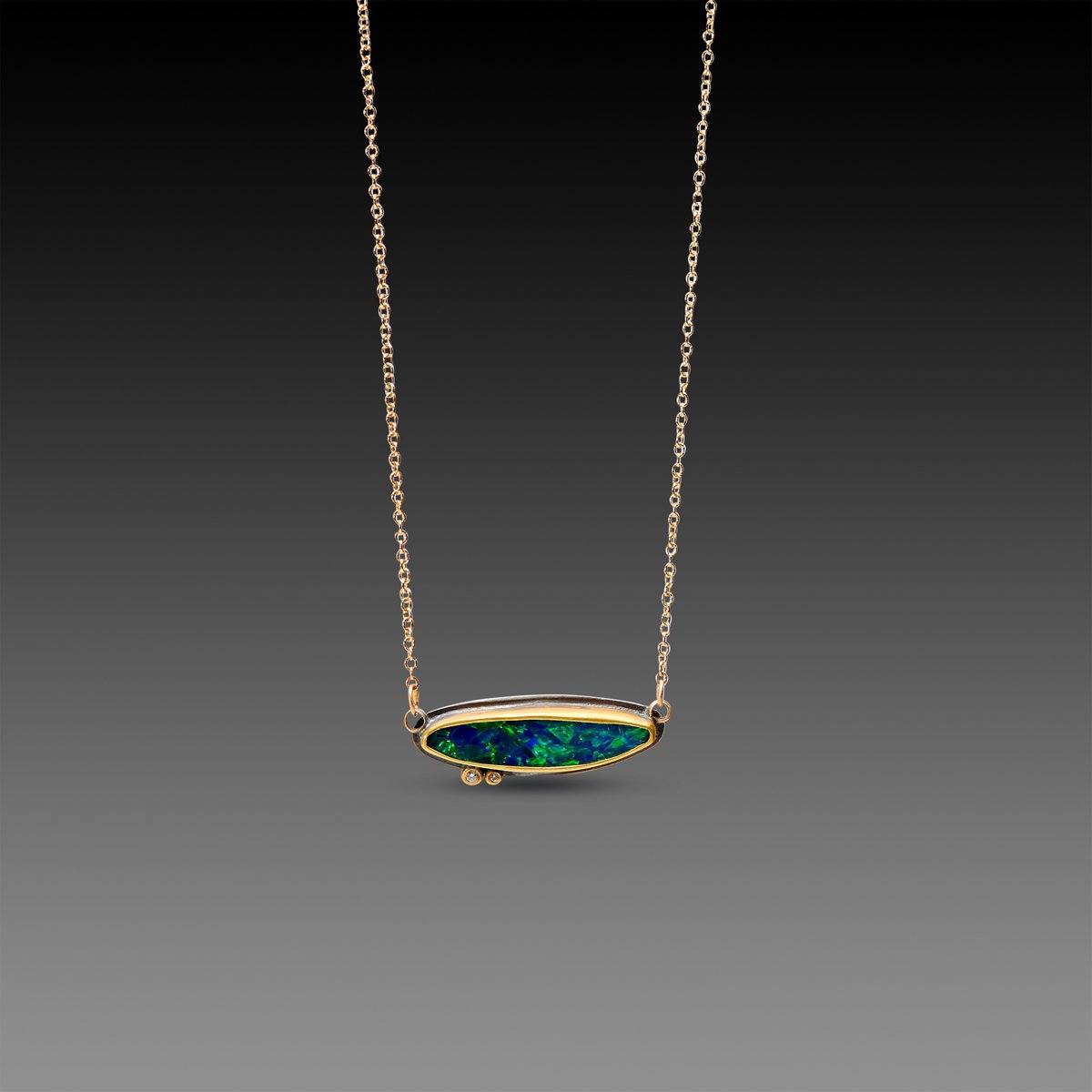 Australian Opal Necklace with Scattered Diamonds – Dajhan Gems & Jewelry
